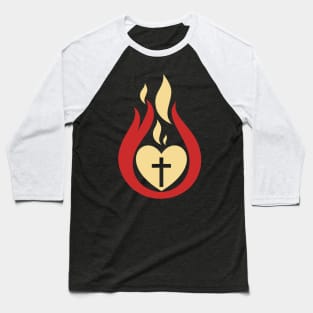 Burning Christian heart. Baseball T-Shirt